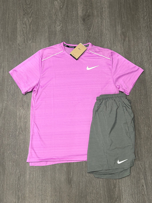 Nike Miler Lilac & Nike Challenger Short Grey Set