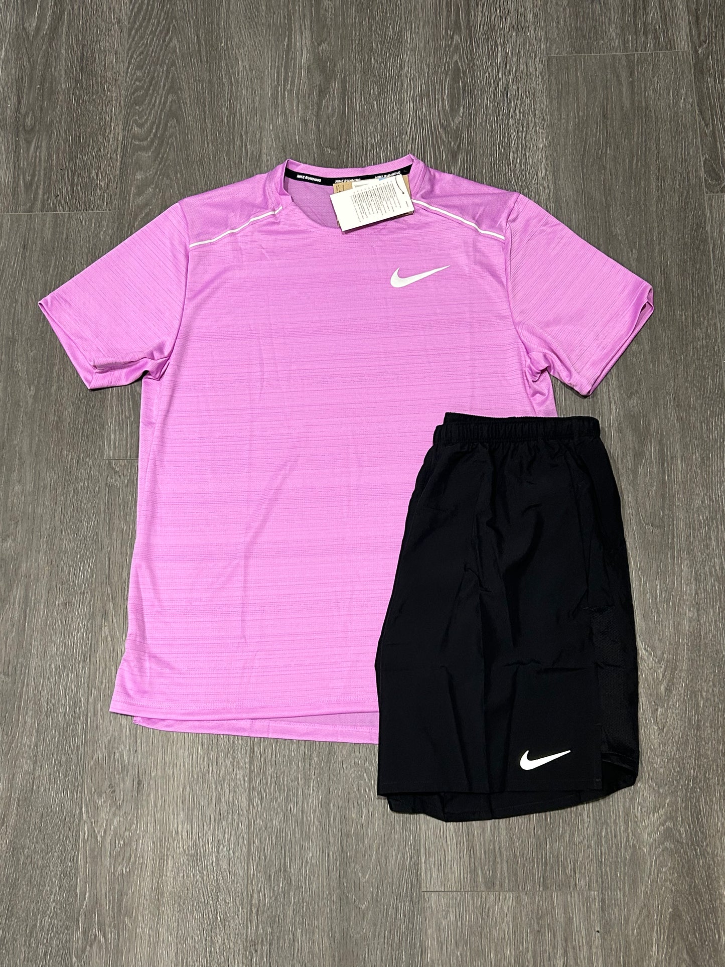 Nike Miler Lilac & Nike Challenger Short Black Set