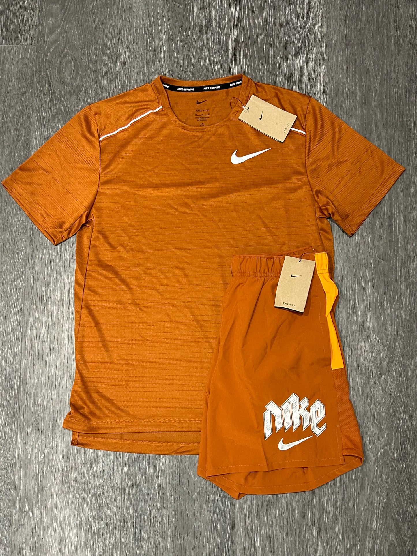 Nike Miler 1.0 Dark Russet & Nike Running Division Shorts Set